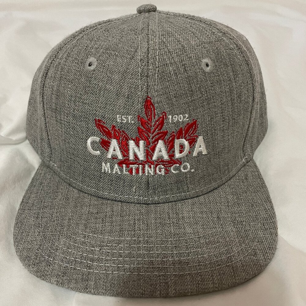 Canada Malting Co. Gray Mens Embroidered Logo Wool Blend Snapback Hat Brewing